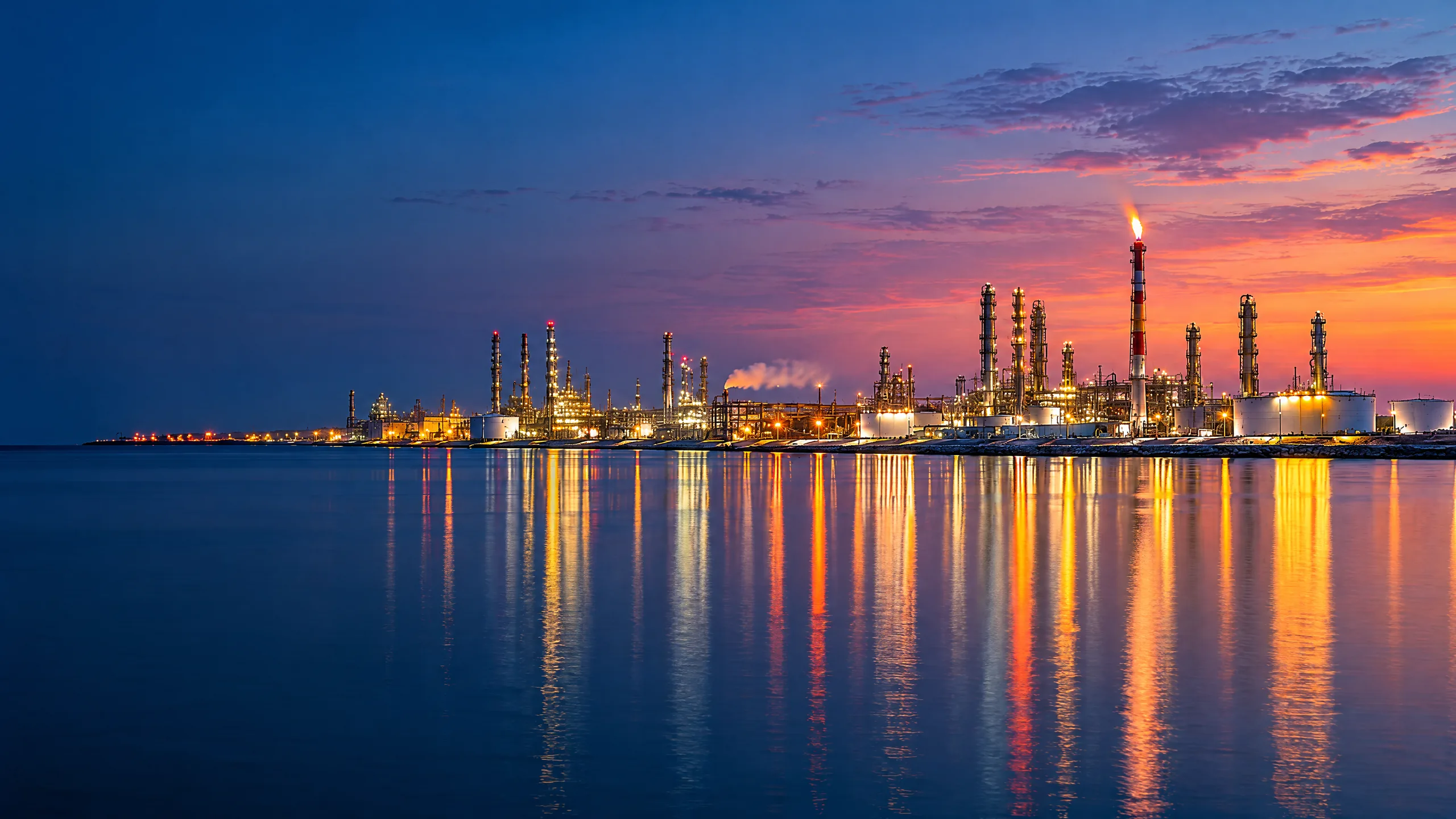 Industrial facility at blue hour